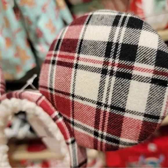 Mickey Mouse Plaid Christmas Ear Headband